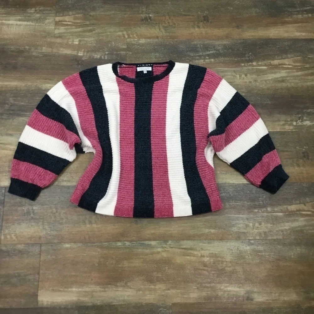 SOLITAIRE by Ravi Khosla Super Soft Striped Sweater Size Medium - Picture 5 of 6